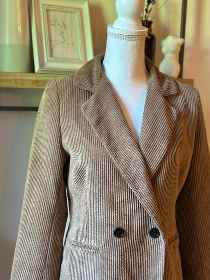 Blazer long en velours côtelé camel fabrication italienne T.36/38