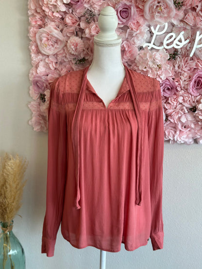 Blouse fluide en popeline rose clair, T.36