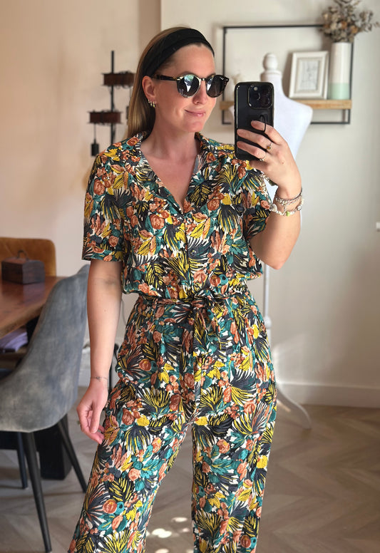 Combinaison fluide fleurie jambes larges T.34/36