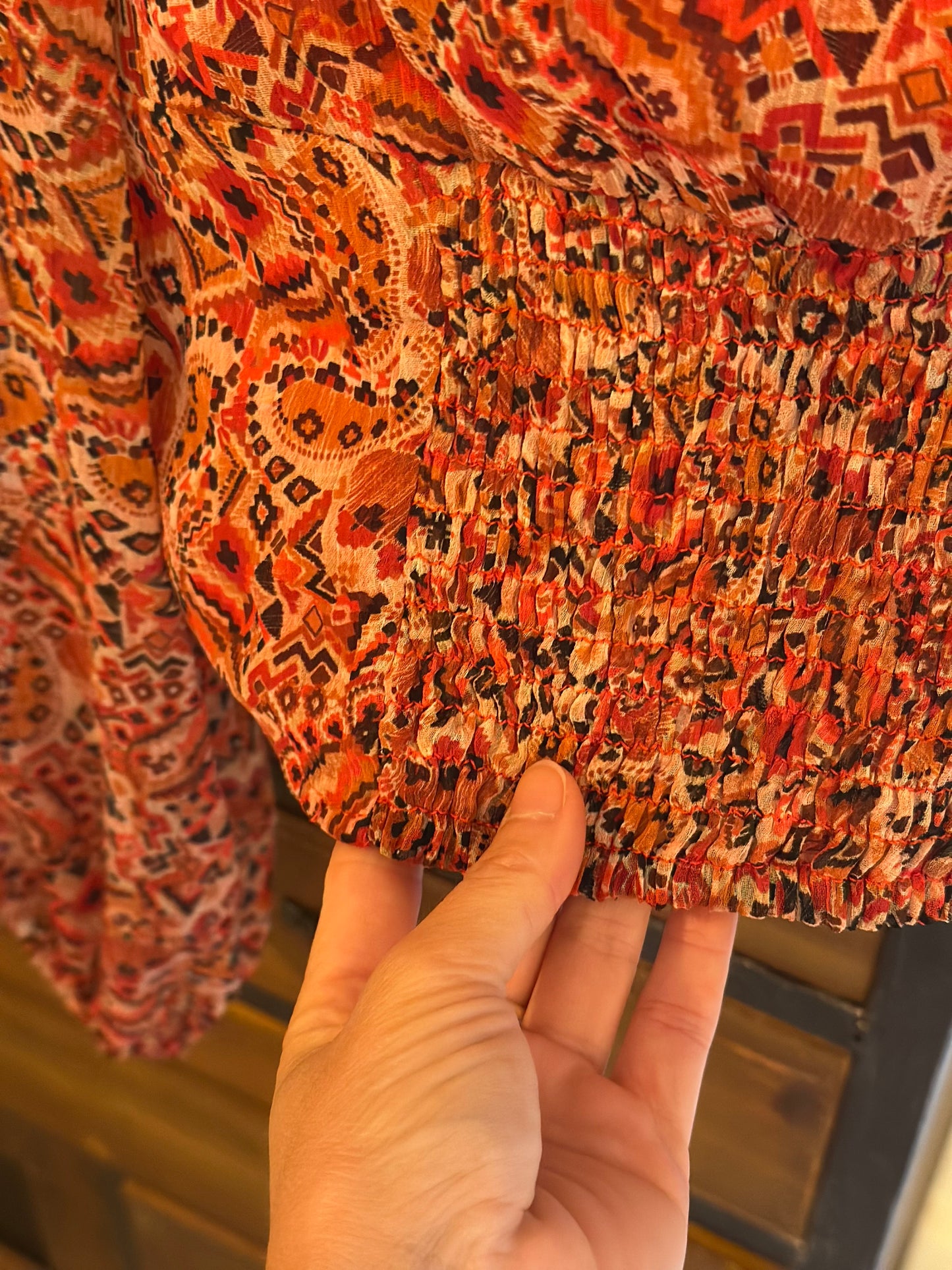 Blouse cropped imprimé corail T.44 Neuf
