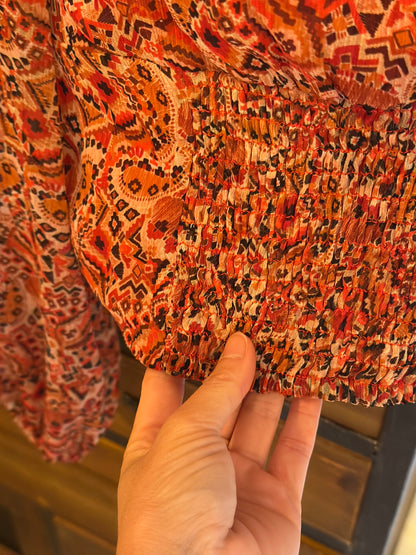 Blouse cropped imprimé corail T.44 Neuf