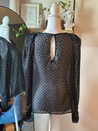 Blouse noire à pois blancs T38