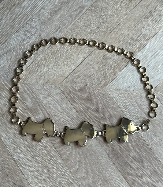 Ceinture chaîne chien vintage doré Chipie 90s’
