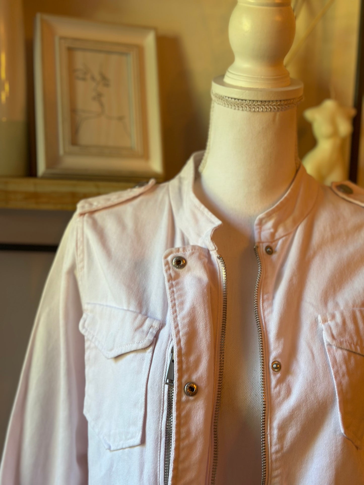 Veste saharienne en jean rose poudré IKKS T.36
