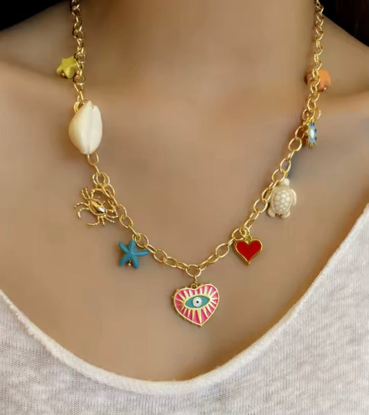 Collier doré en acier inoxydable – pendentifs tendance et colorés