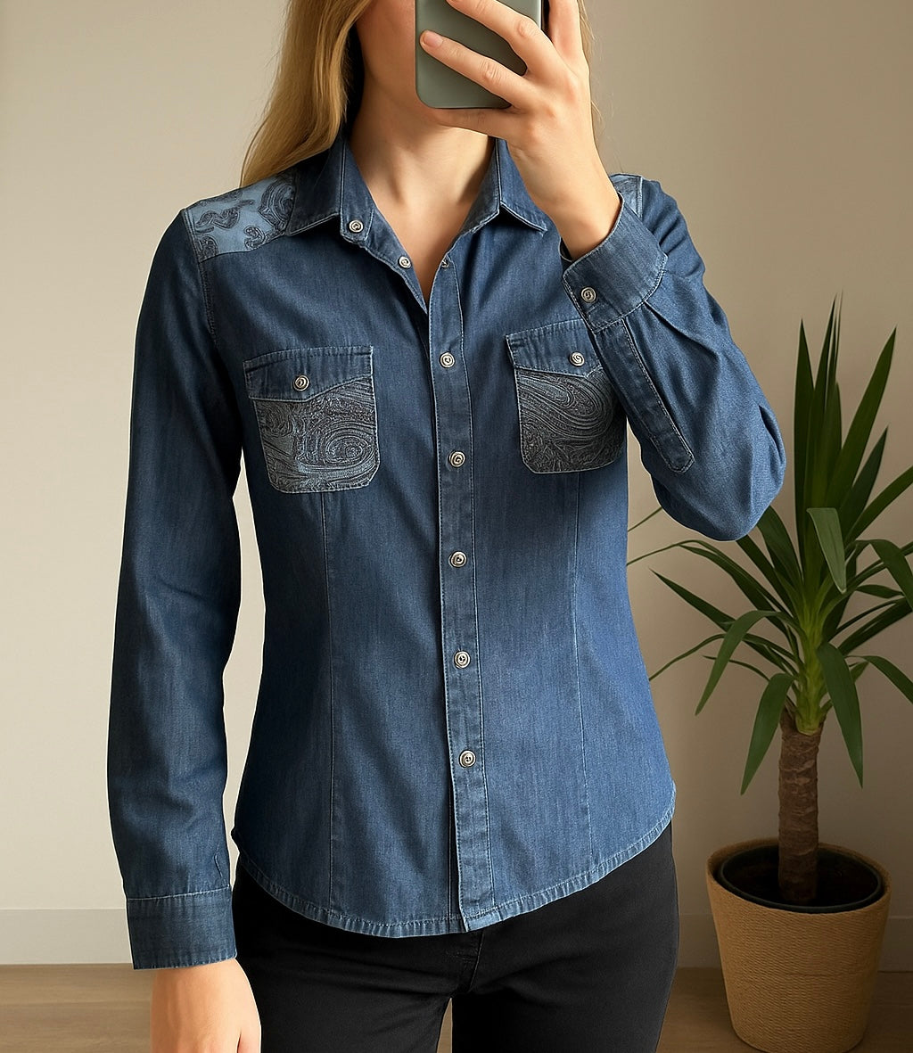 Chemise en jean motif cachemire T.34