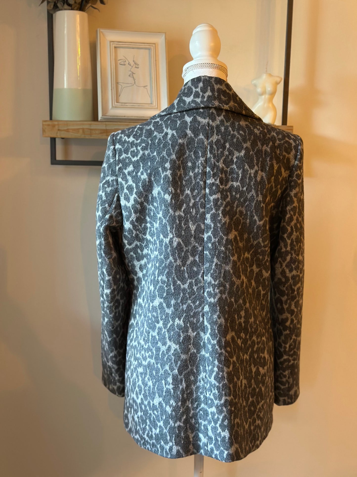 Manteau imprimé léopard laine mélangée T.38