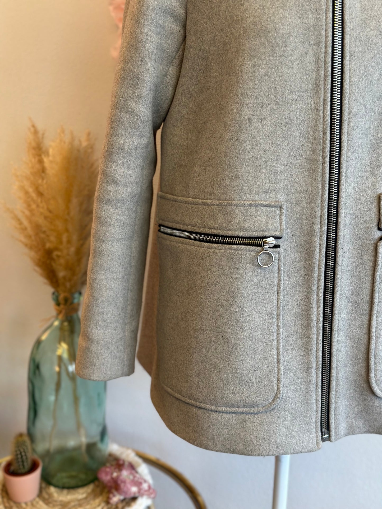 Manteau gris chiné en laine T.38