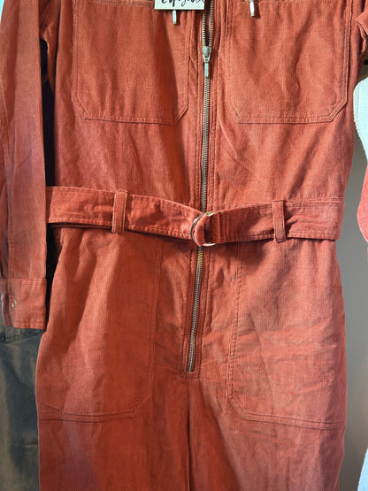 Combinaison pantalon en velours rose terracotta corail Neuf T.36