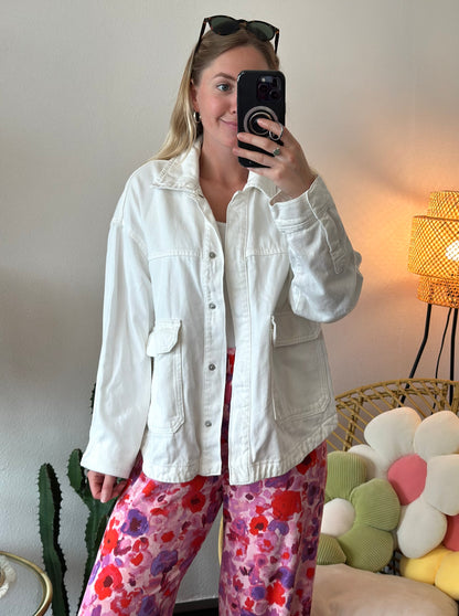 Veste en jean surchemise blanche T.38 oversize