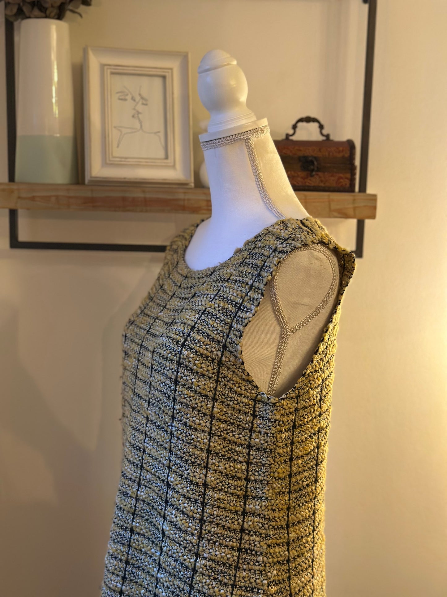 Robe tweed laine jaune et noir T.40