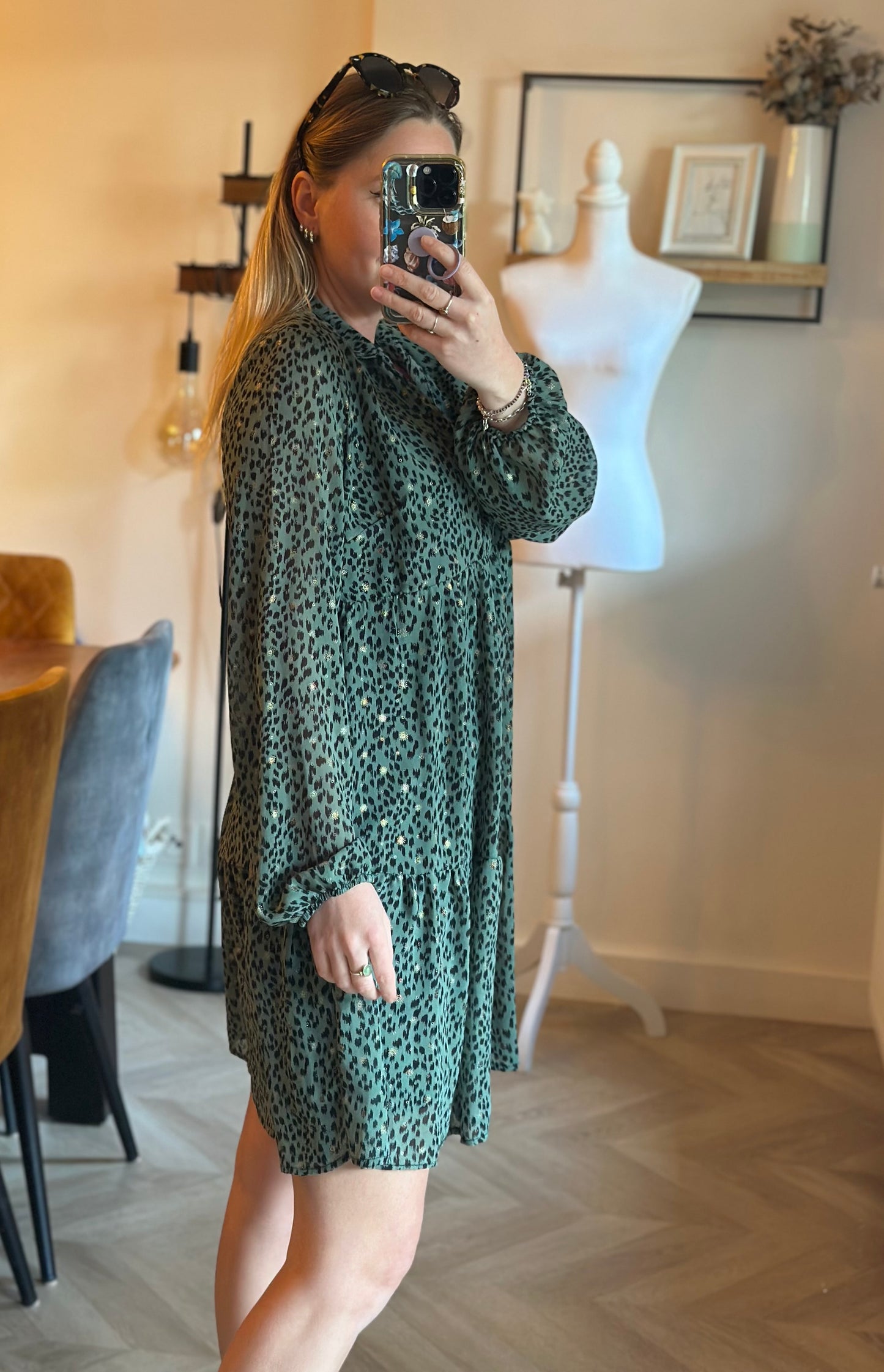 Robe fluide imprimé léopard vert T.36