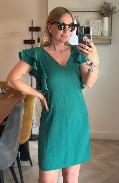 Robe d’été verte à volants T.34