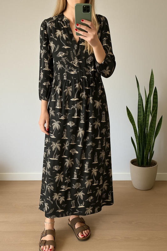 Robe longue motifs tropicaux et Égypte T.38