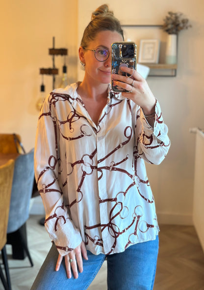 Blouse imprimé mors cheval en viscose T.40