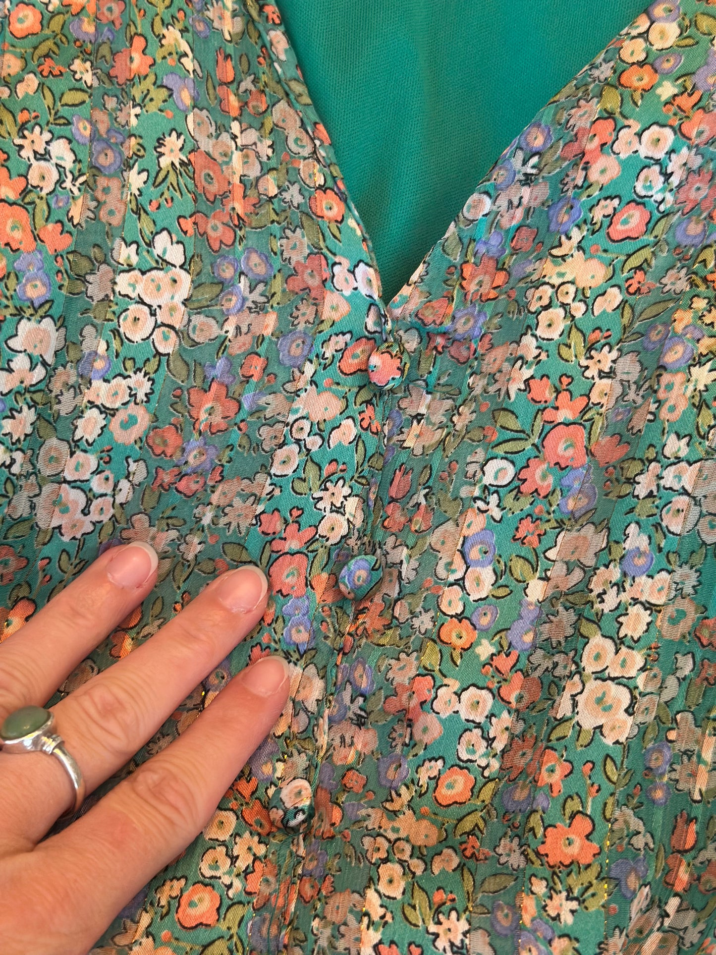 Robe longue à fleurs lurex T.36/38