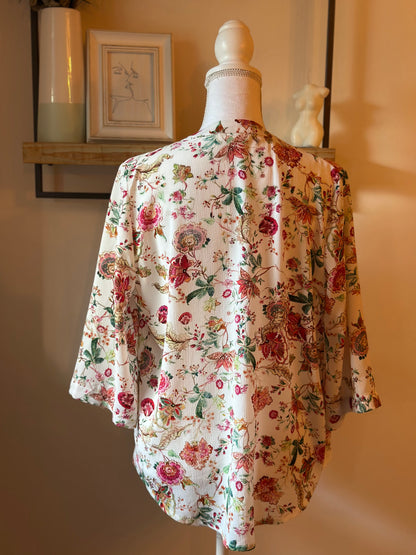 Veste kimono fluide imprimé floral T.40