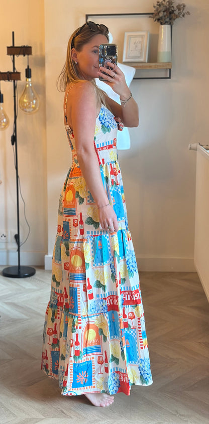 Robe longue imprimée Riviera – neuve, T.36