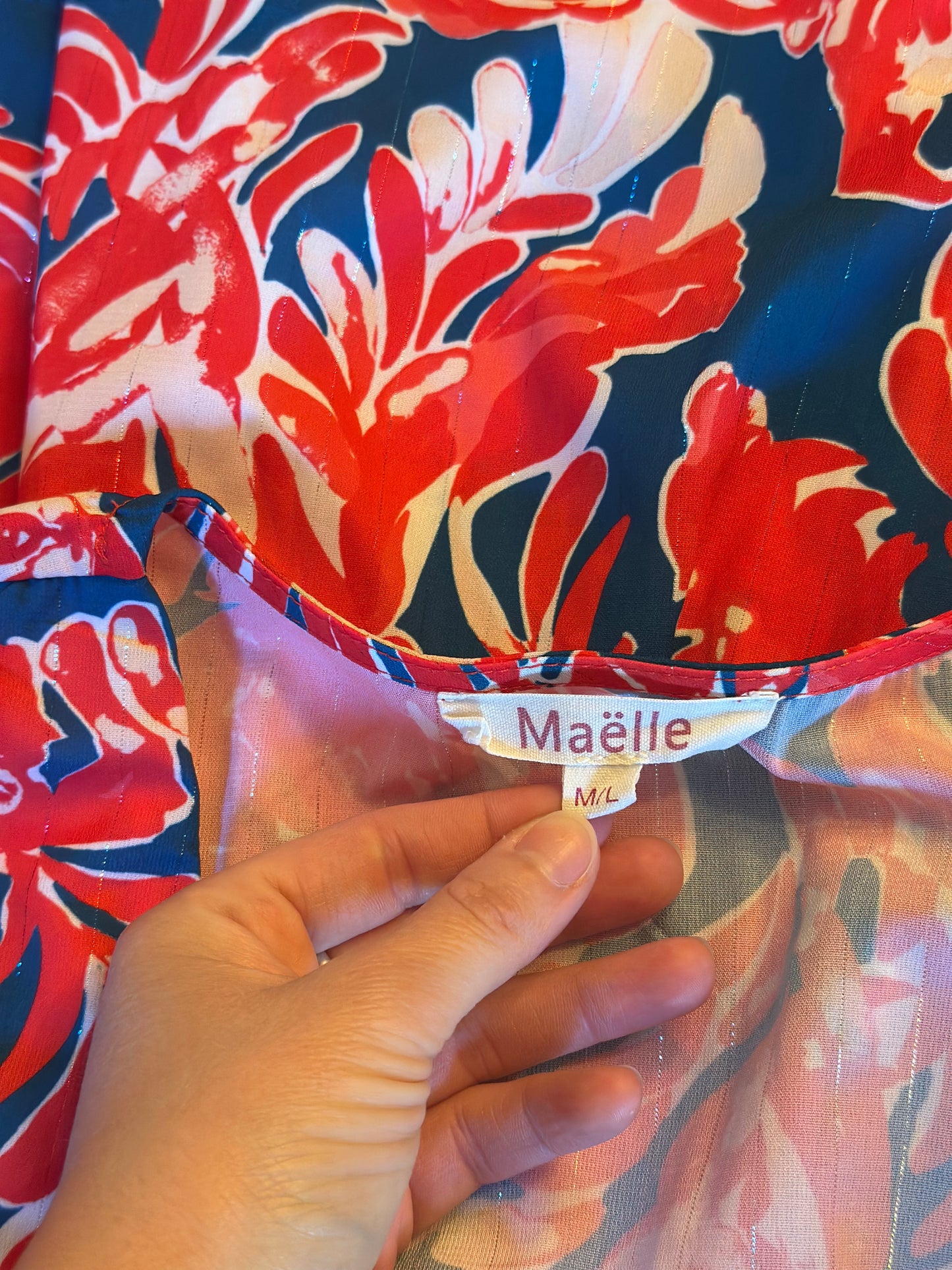 Robe fluide imprimé tropical rouge bleu T.38/40