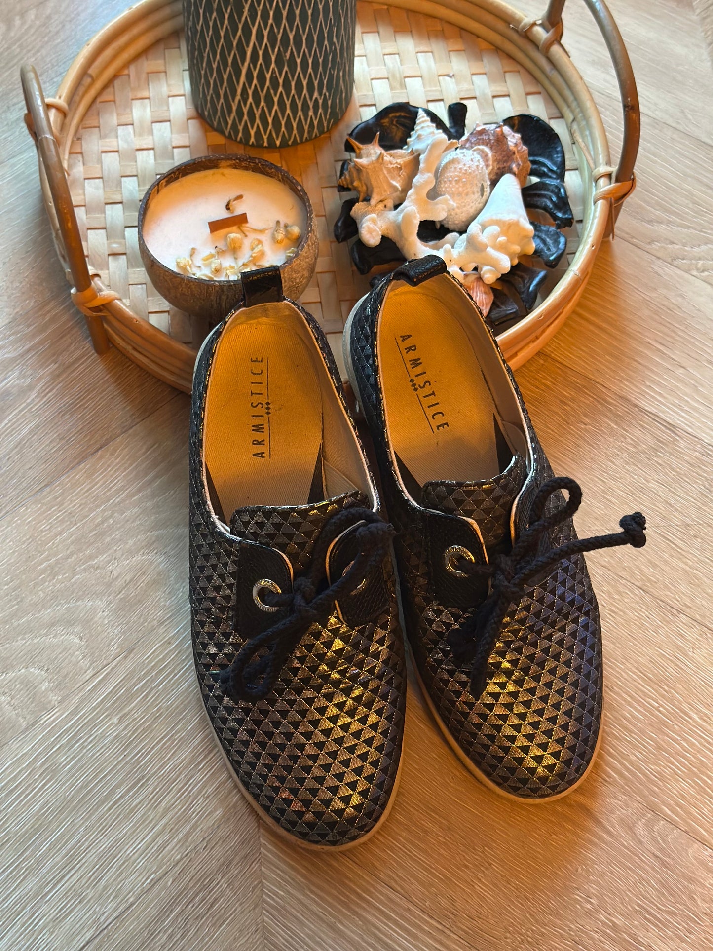 Derbies imprimé géométrique noir argenté P.37