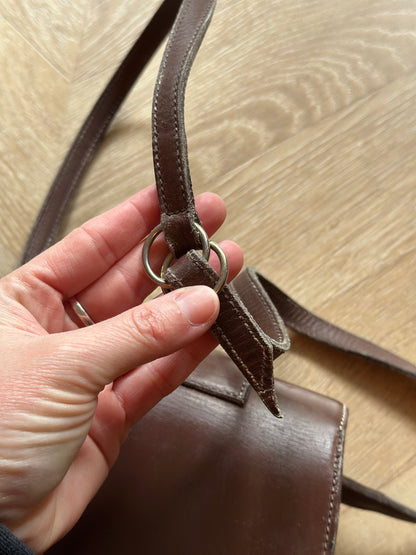 Sac bandoulière cuir marron vintage boucle métal – Made in France