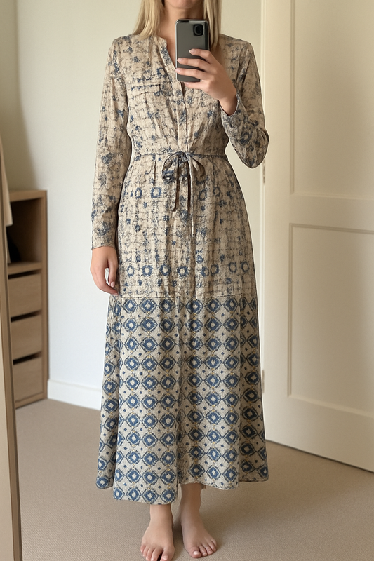 Robe longue à motifs bleus T.38