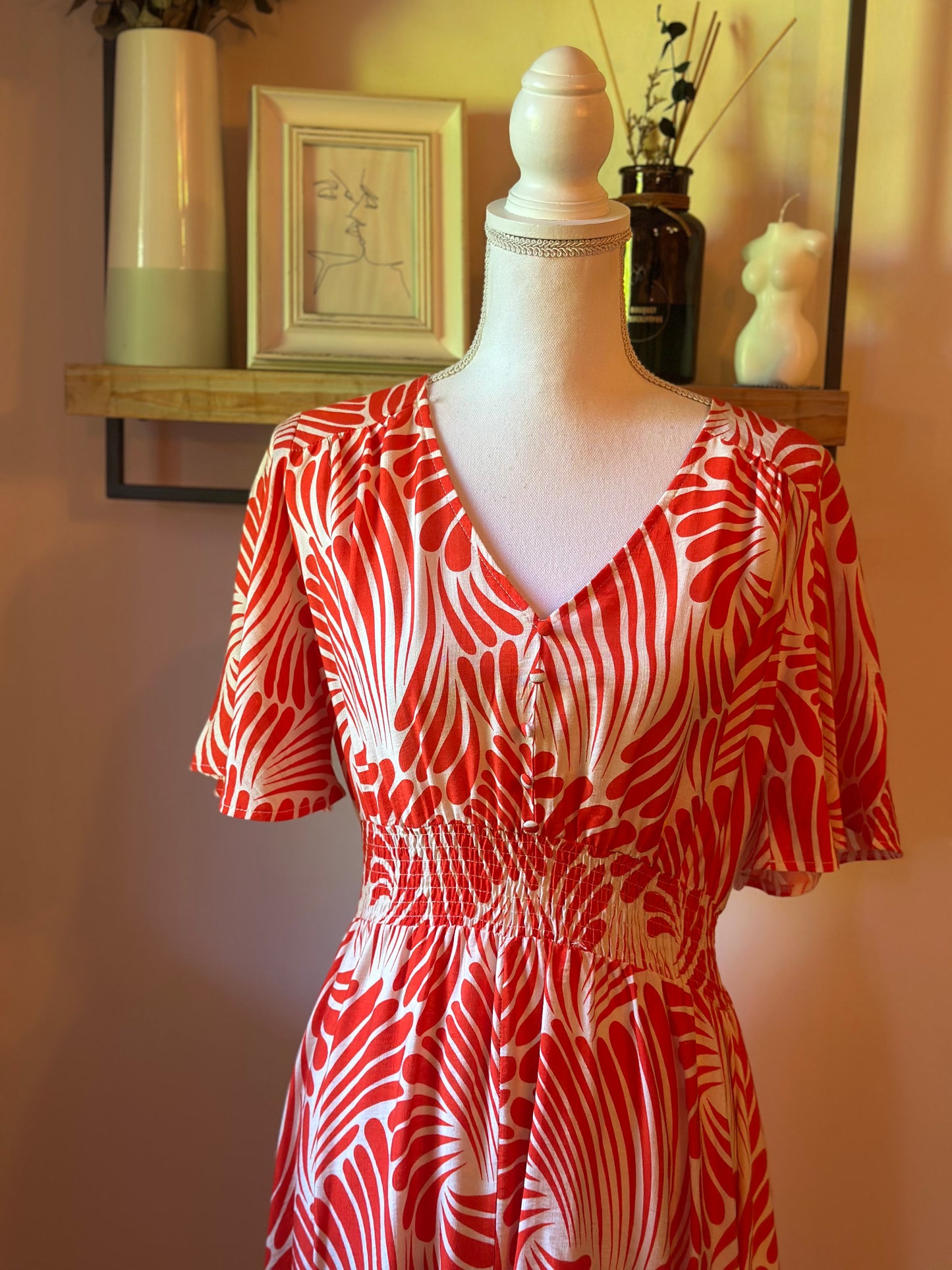 Robe longue imprimé corail T.36/38