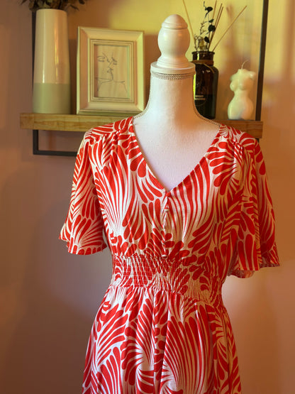 Robe longue imprimé corail T.36/38