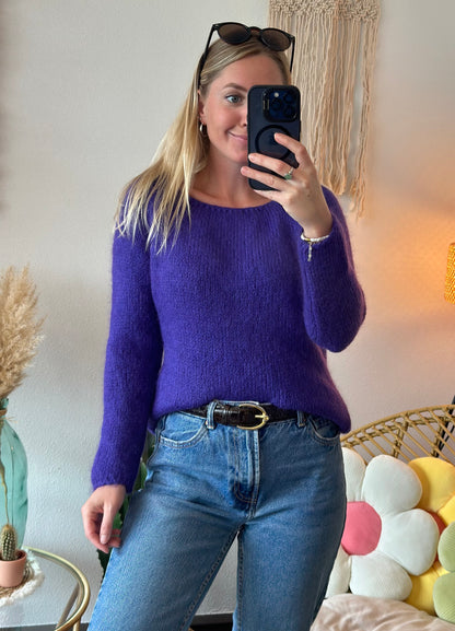 Pull en maille mohair bleu doux T.36