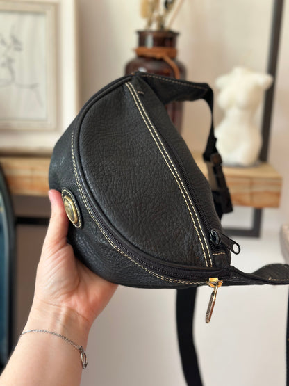 Banane vintage unie simili cuir 90s modèle unisexe