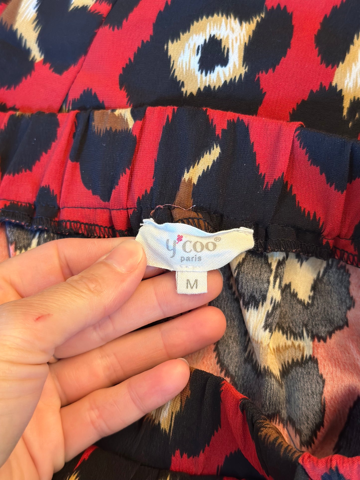 Pantalon fluide léopard rouge T.38