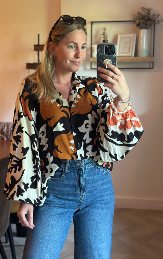 Chemise imprimé abstrait multicolore viscose fluide – T.38/40 oversize