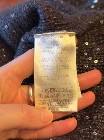 Pull gris à sequins en mohair et laine T.38