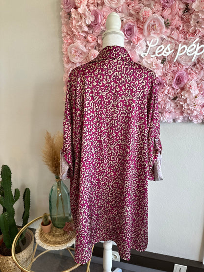 Tunique robe rose à motifs léopard, T.U