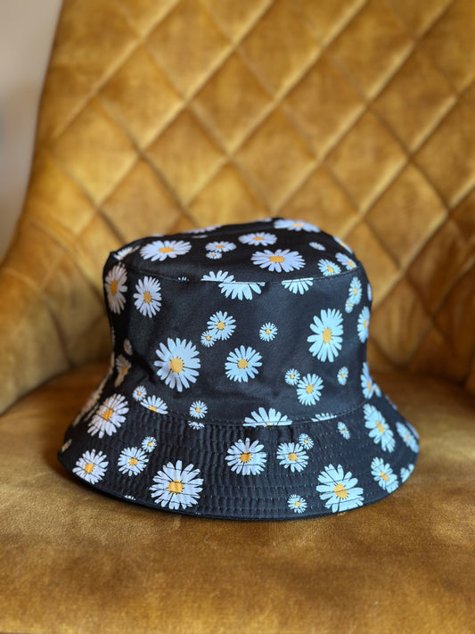 🌼 Bob réversible noir & fleuri, neuf & ultra léger – 2 styles en 1