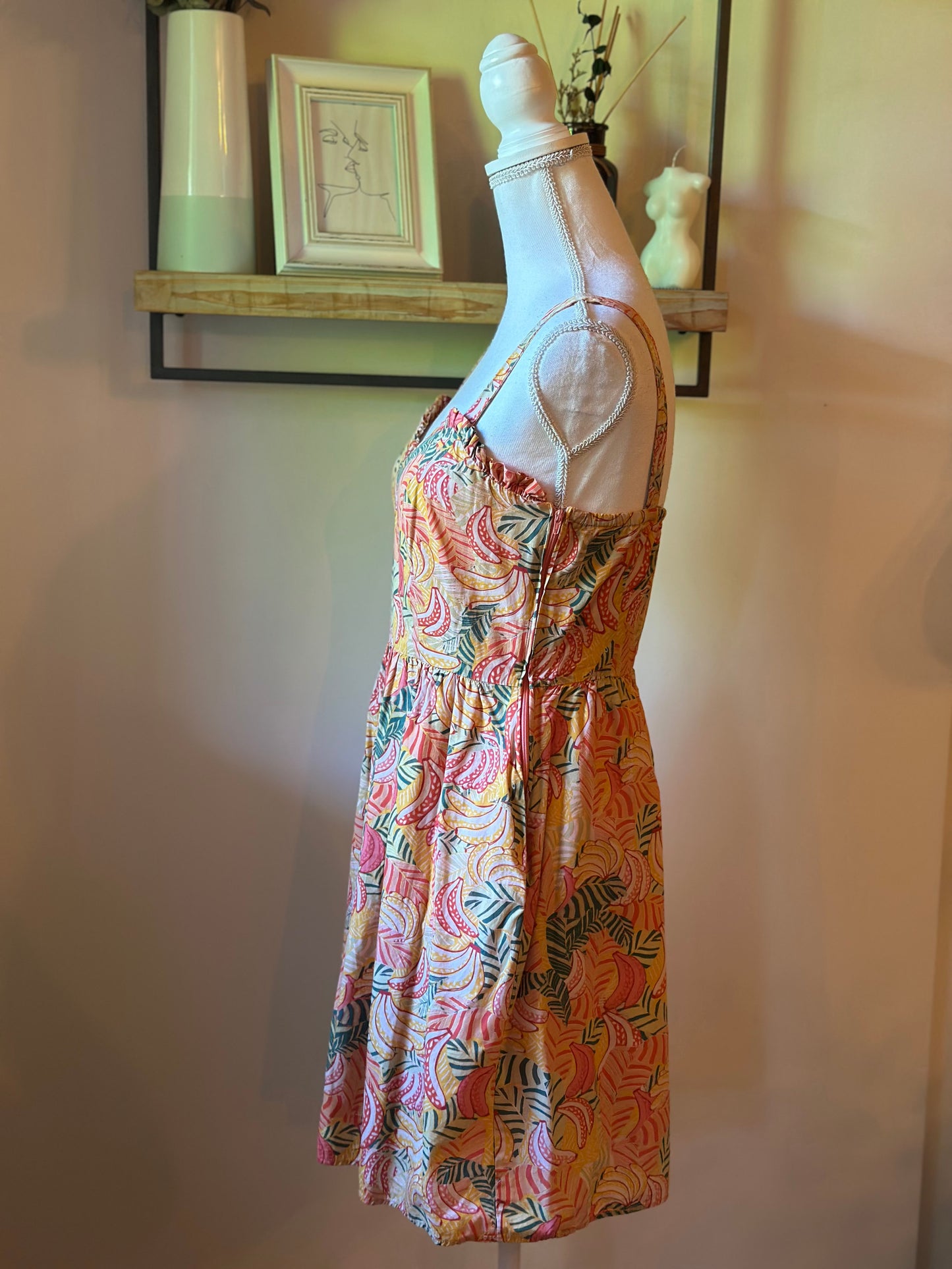 Robe fluide imprimé tropical pastel T.36