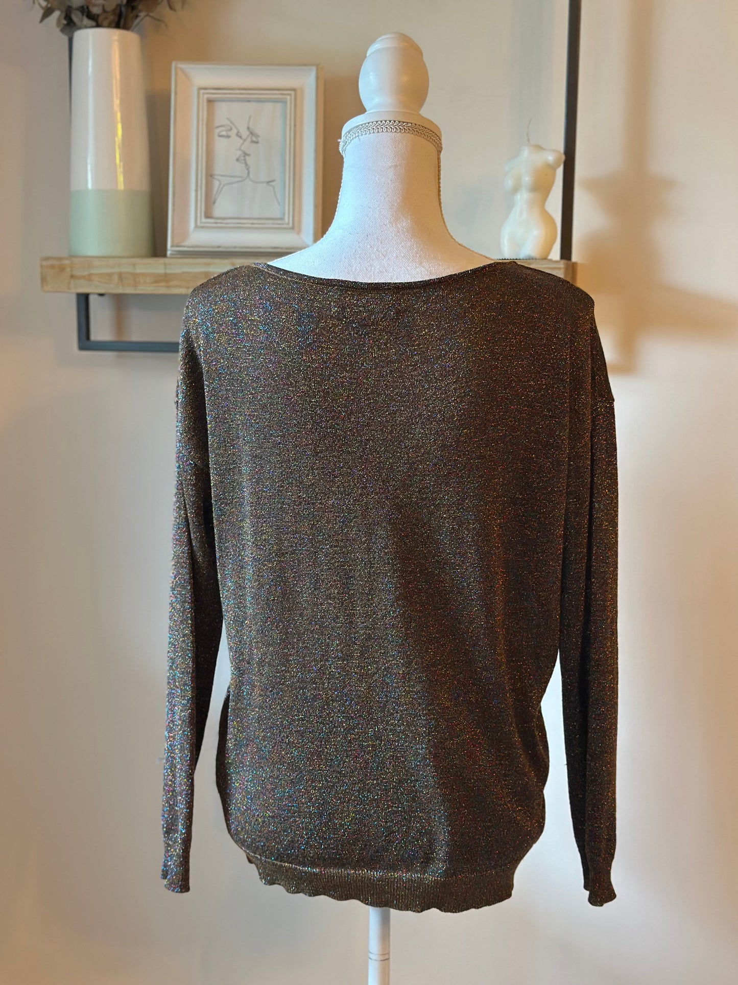 Pull fin maille lurex multicolore laine & tencel T.34/36