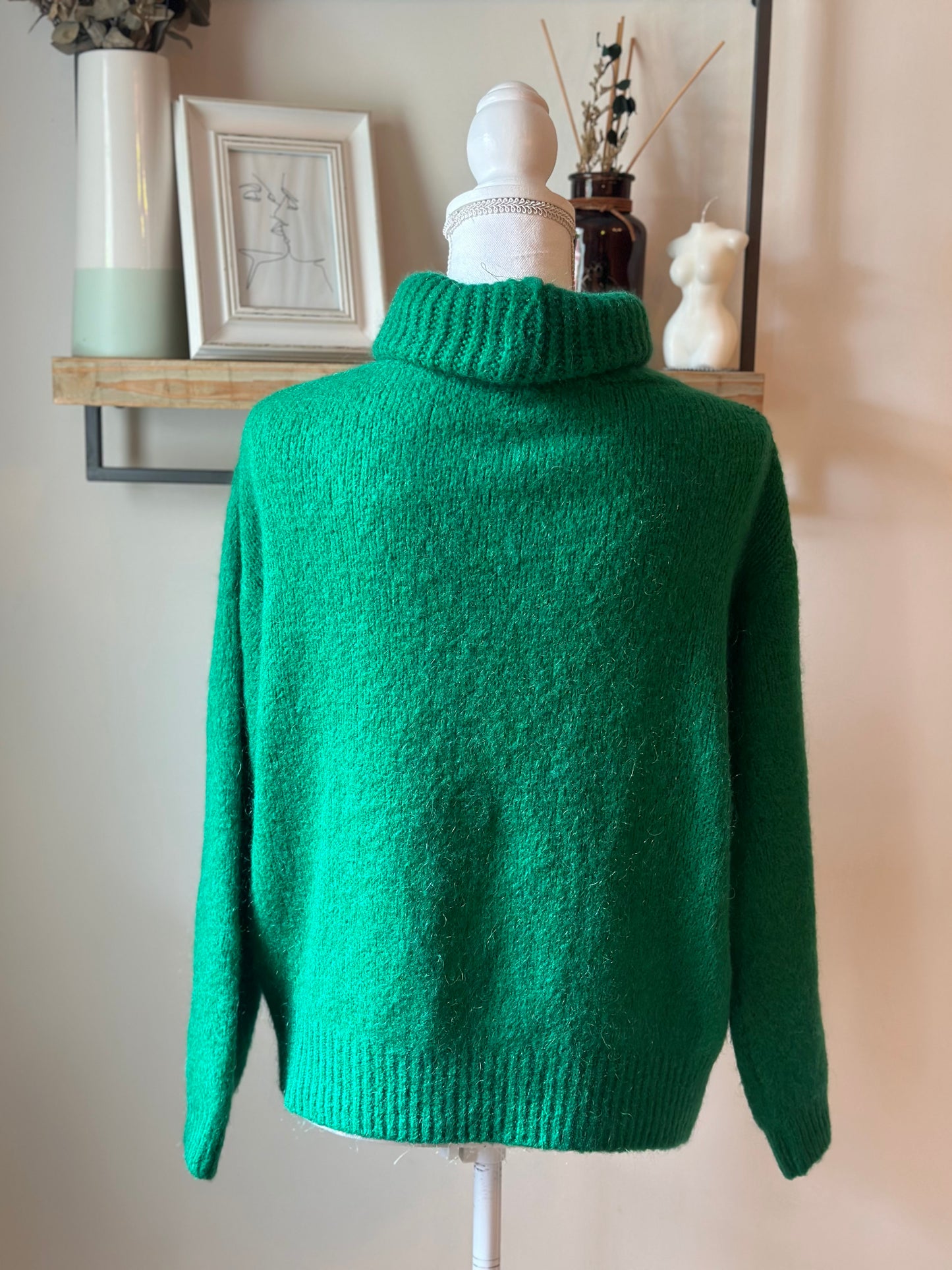 Pull col roulé maille ajourée mohair T.U