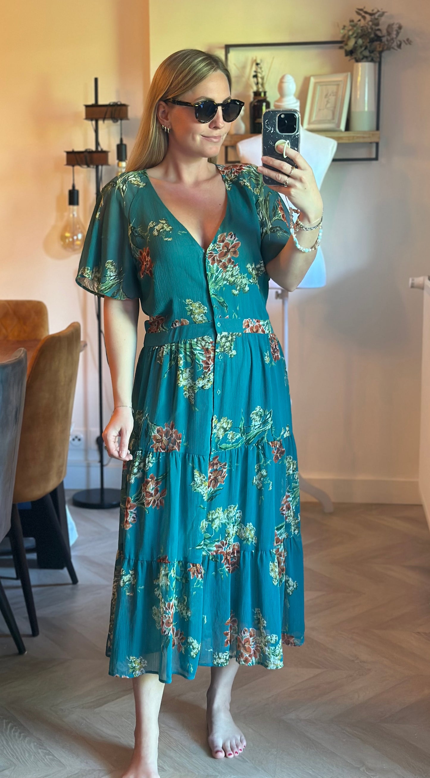 Robe longue fluide imprimé fleuri T.40