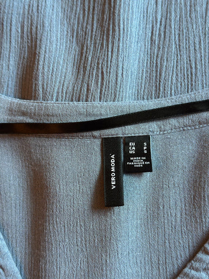 Blouse fluide bleue texturée T.36