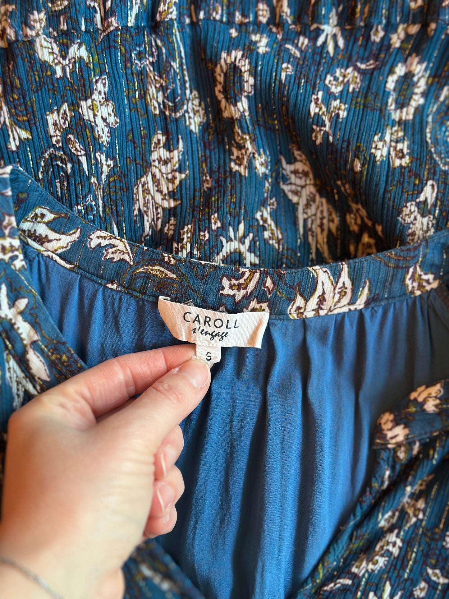 Robe plissée imprimé cachemire lurex T.36