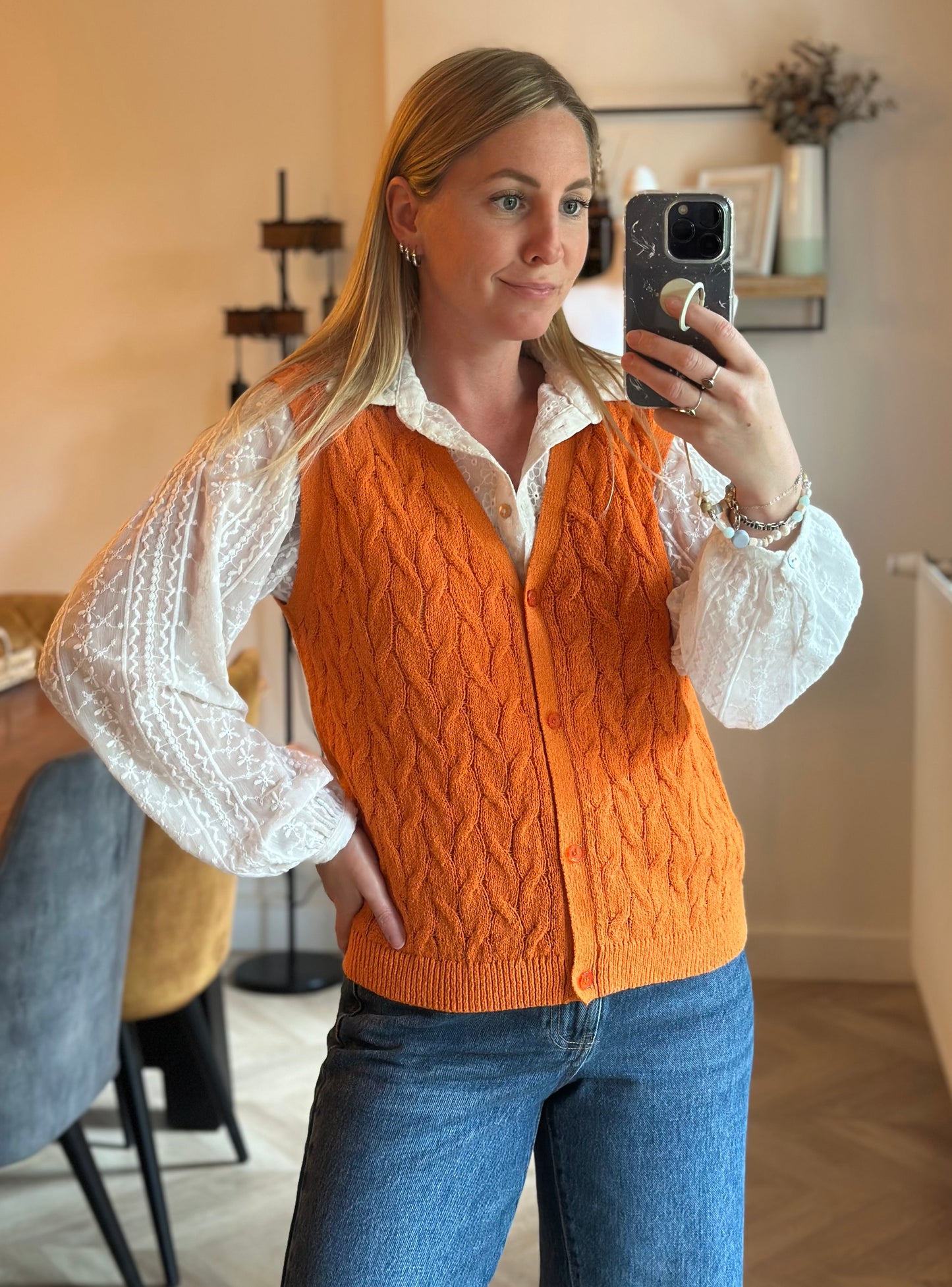 Gilet sans manches torsadé rayures multicolores T.38