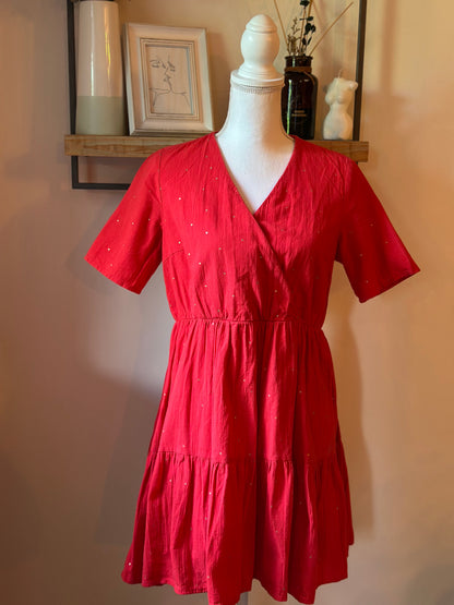 Robe rouge bohème en coton T.38