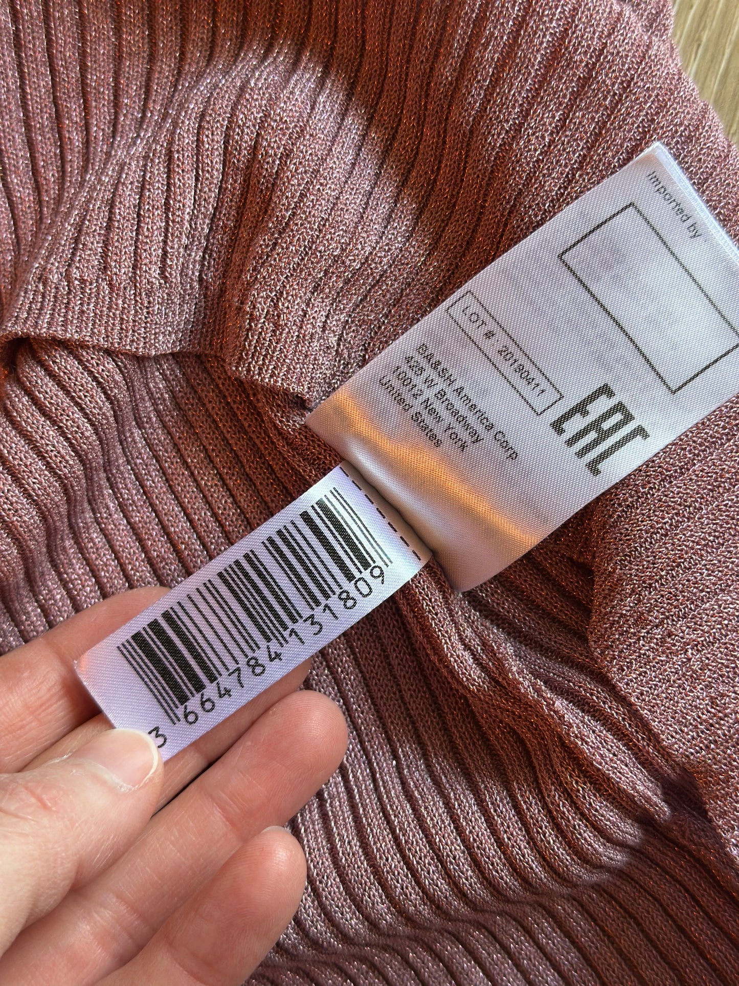 Pull manches courtes maille côtelée parme viscose T.40