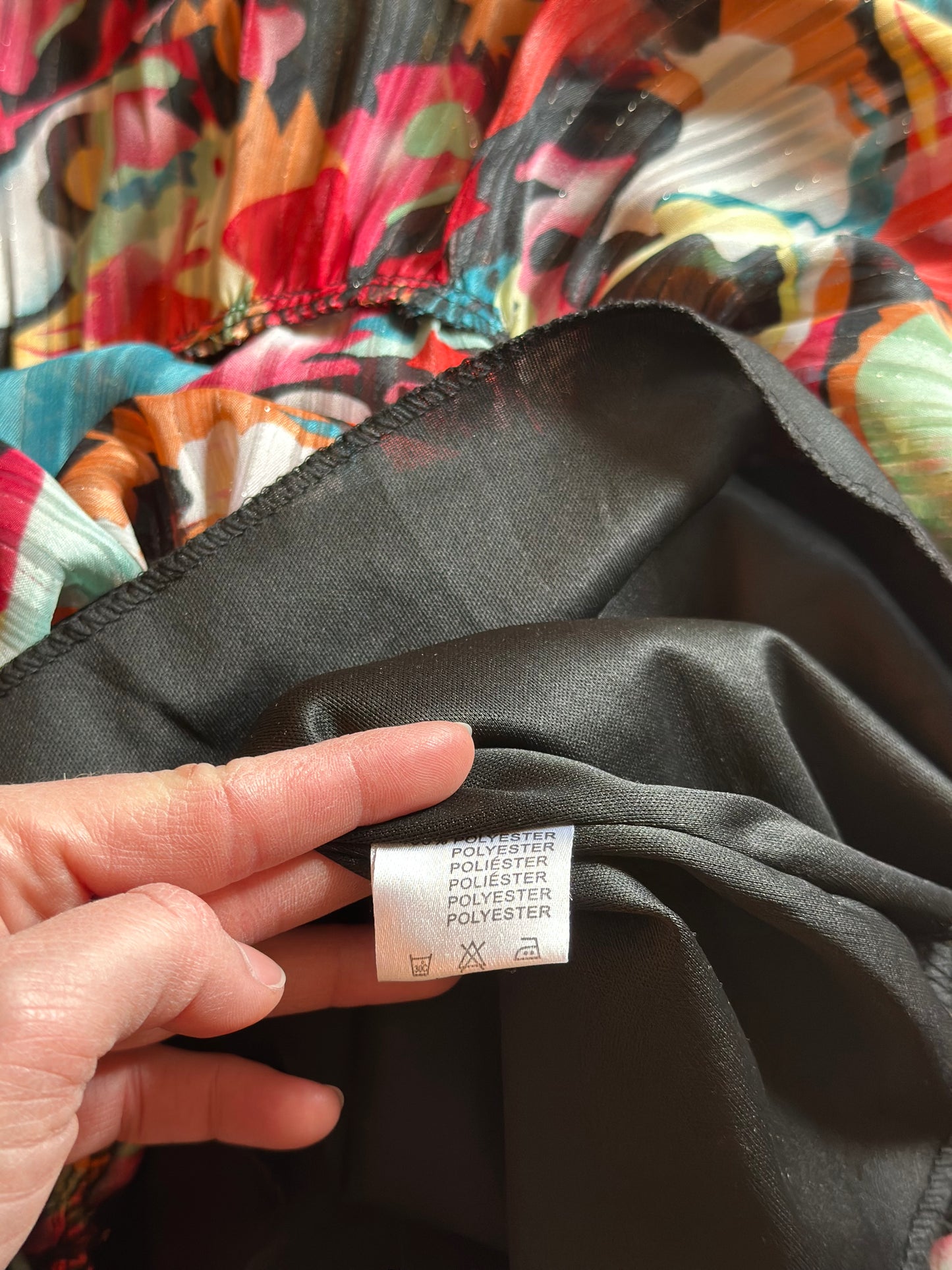 Robe longue imprimé multicolore plissée T.38