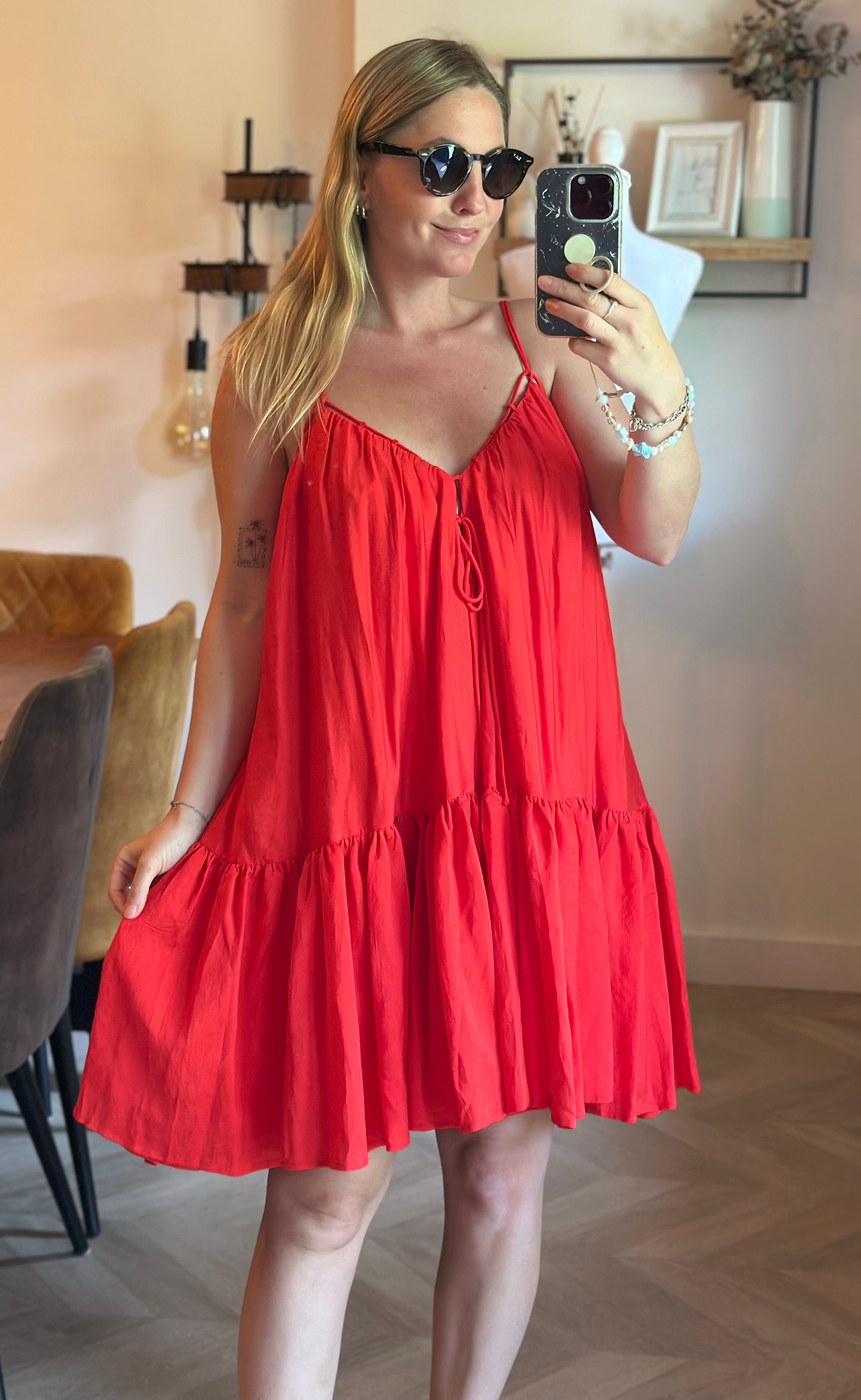 Robe trapèze rouge T.34 oversize
