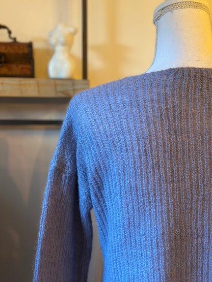 col V maille fine bleu lavande T.38