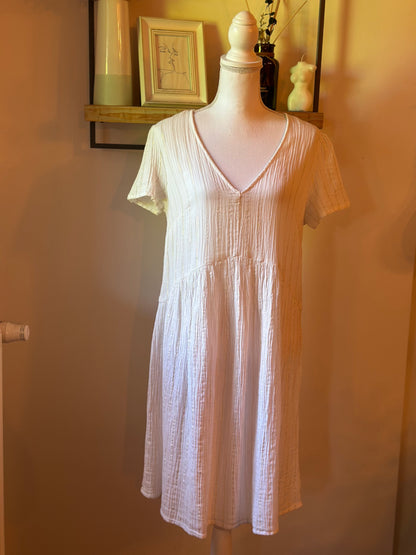 Robe gaze de coton blanche lurex doré T.40/42