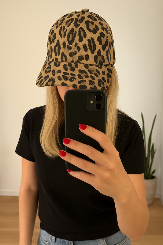 Casquette femme imprimée léopard, ajustable