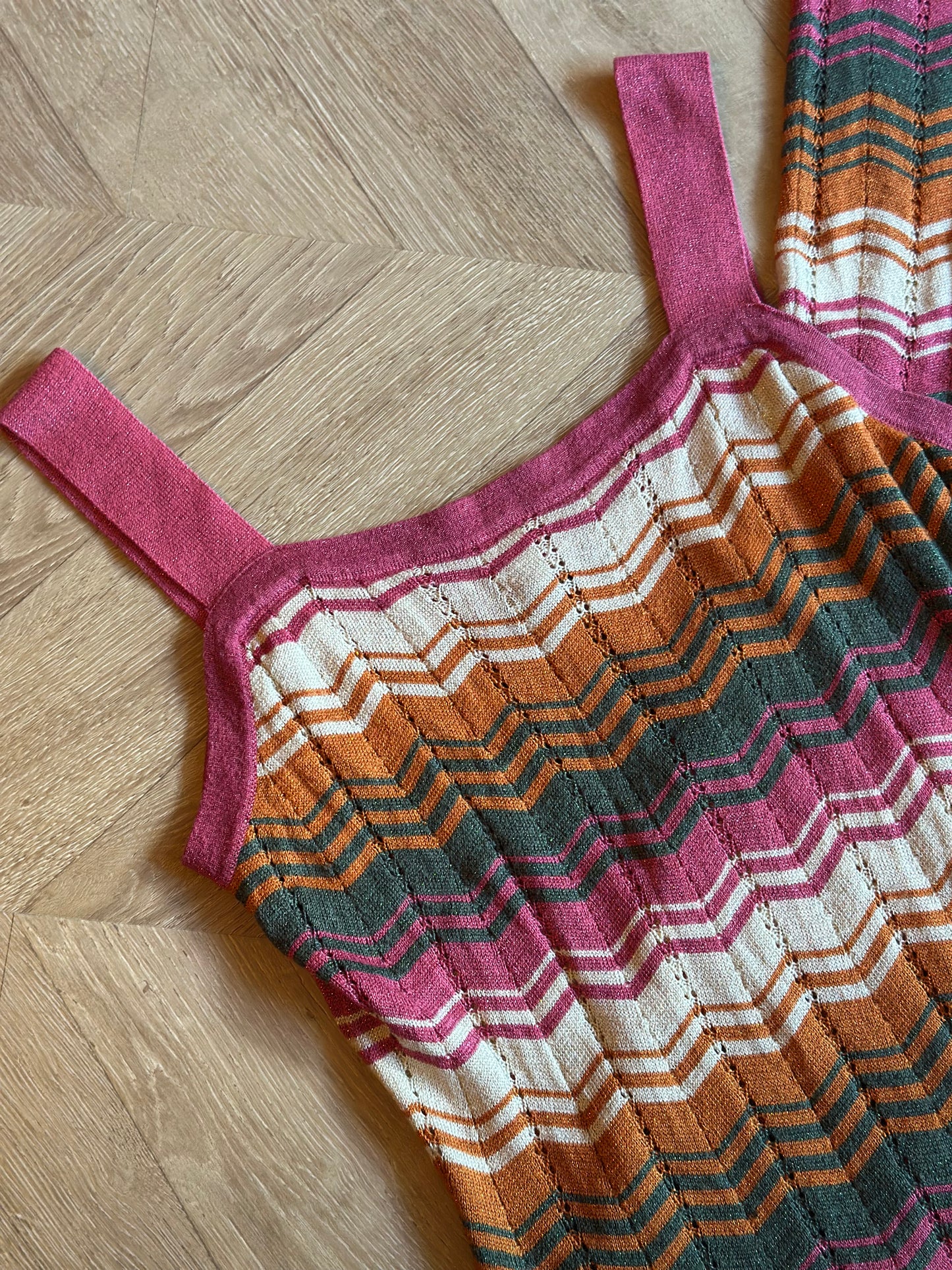 Robe longue maille ajourée multicolore T.36